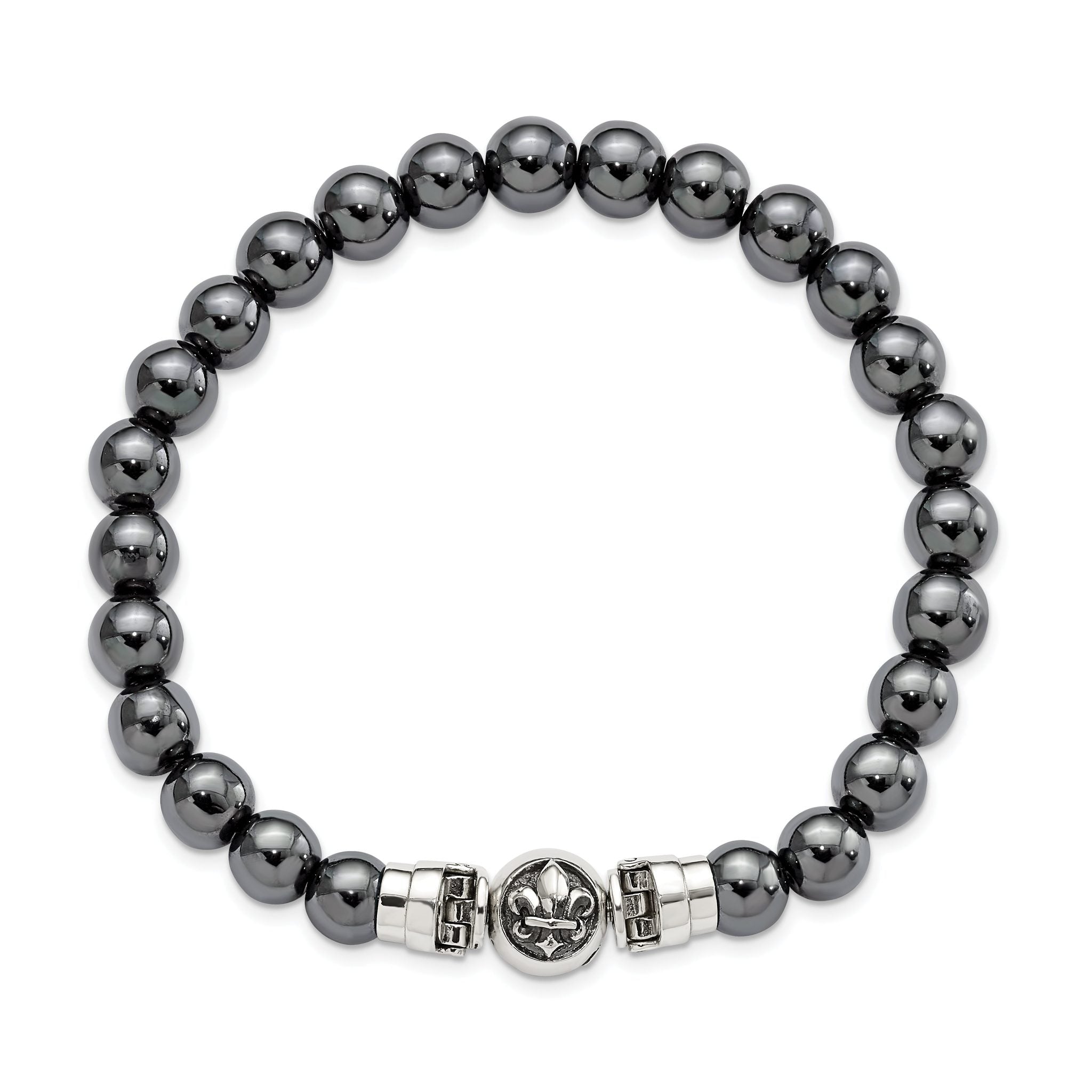 Sterling Silver Reflections 8mm Hematite Beaded 8in Bracelet/Bead not included, sold seperately