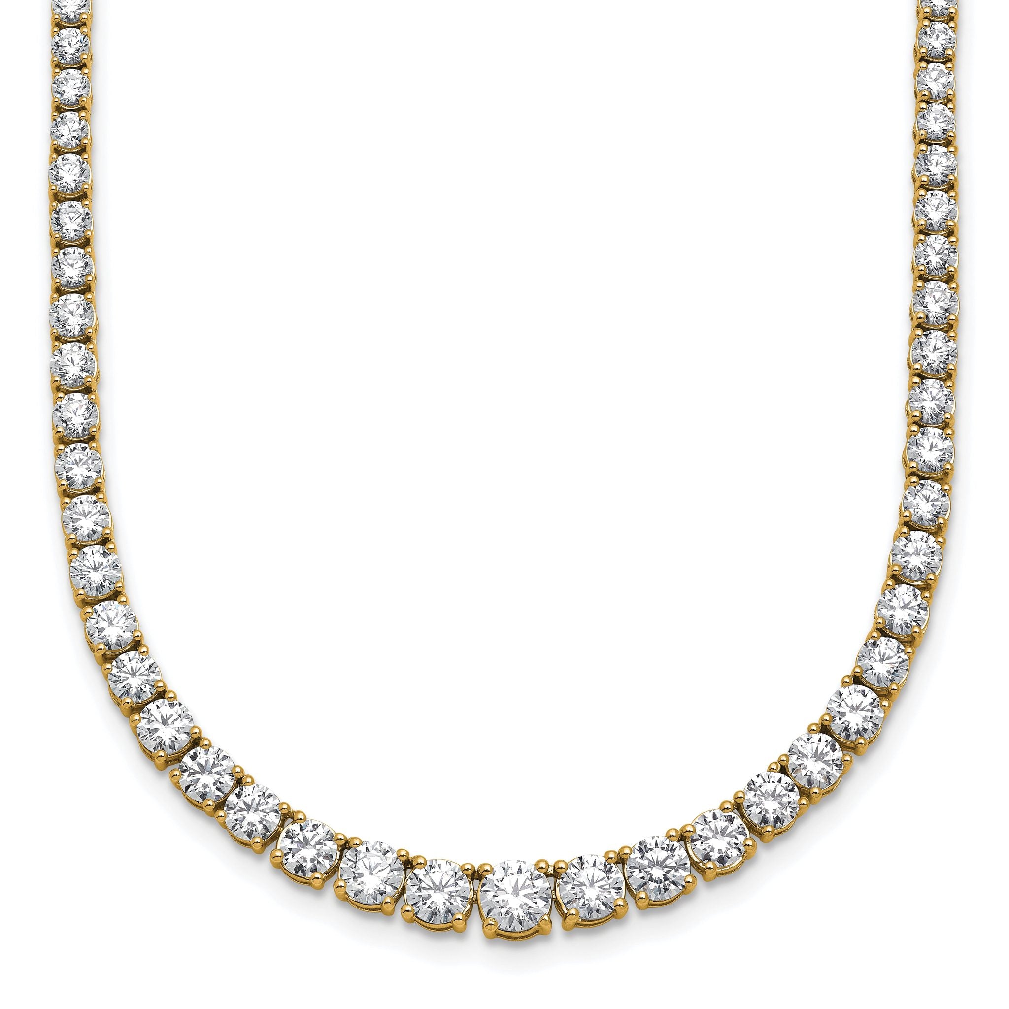 14k 9 7/8 carat Lab Grown Diamond VS+ F+ Complete Round 18 inch Graduated Tennis Necklace