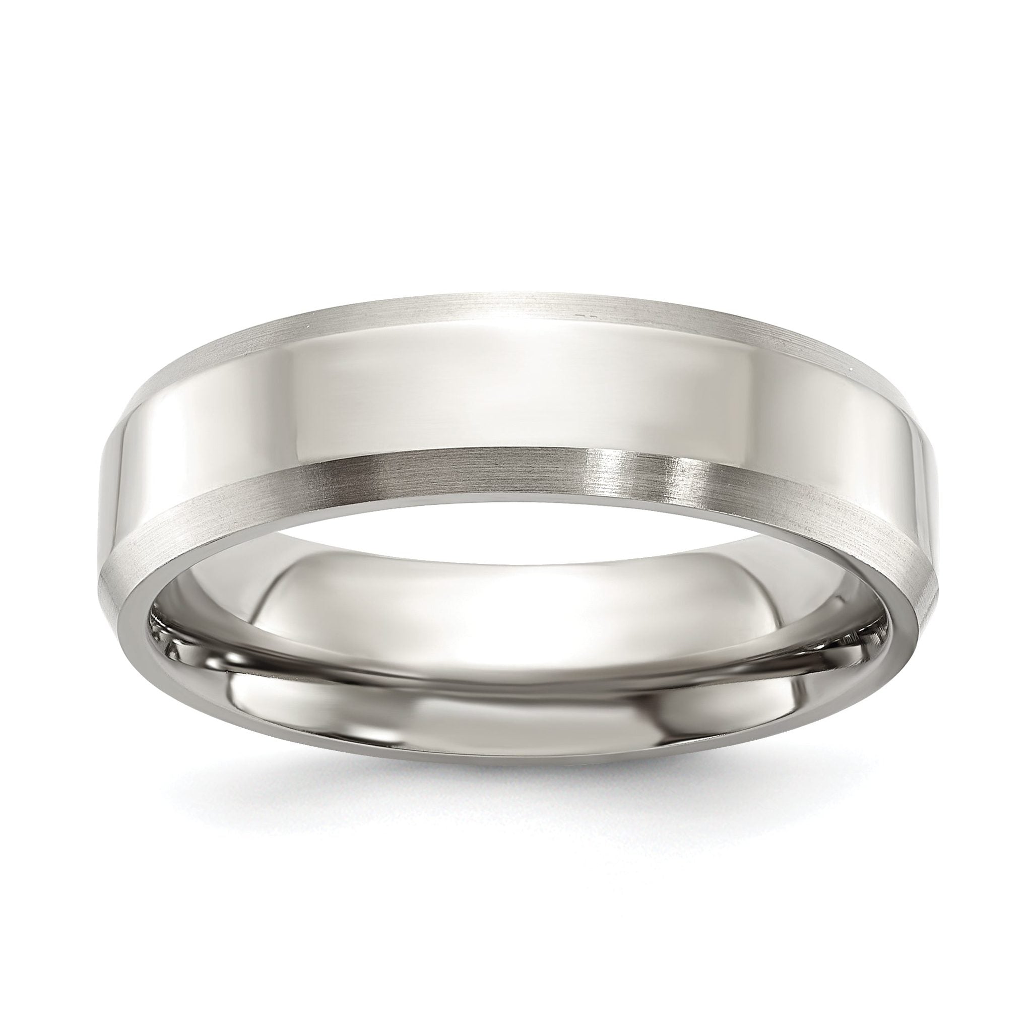 Beveled Comfort-Fit Wedding Band in Titanium, 6mm Main image