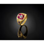 14k Men's Polished and Textured Blue Lodge Master Masonic Ring Mounting, Mounting Only