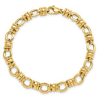 14K Polished and Textured Fancy Link Bracelet