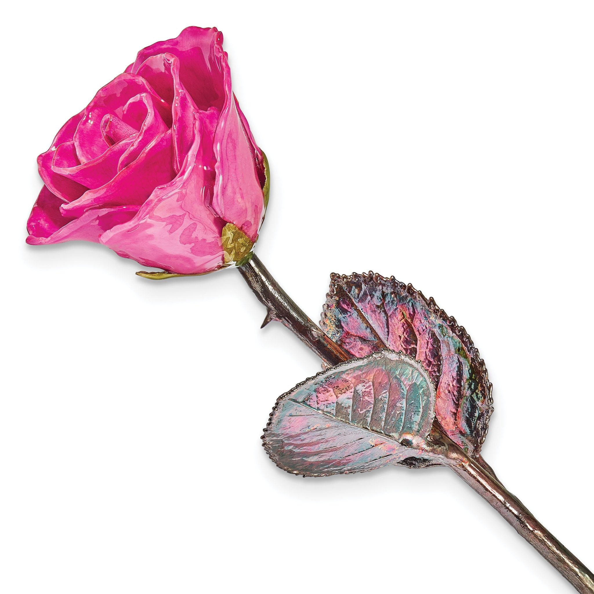 Fuchsia Lacquer Dipped Copper Trimmed Real Rose Main image