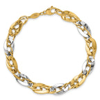 14K Two-tone Polished Fancy Double Curb Link Bracelet
