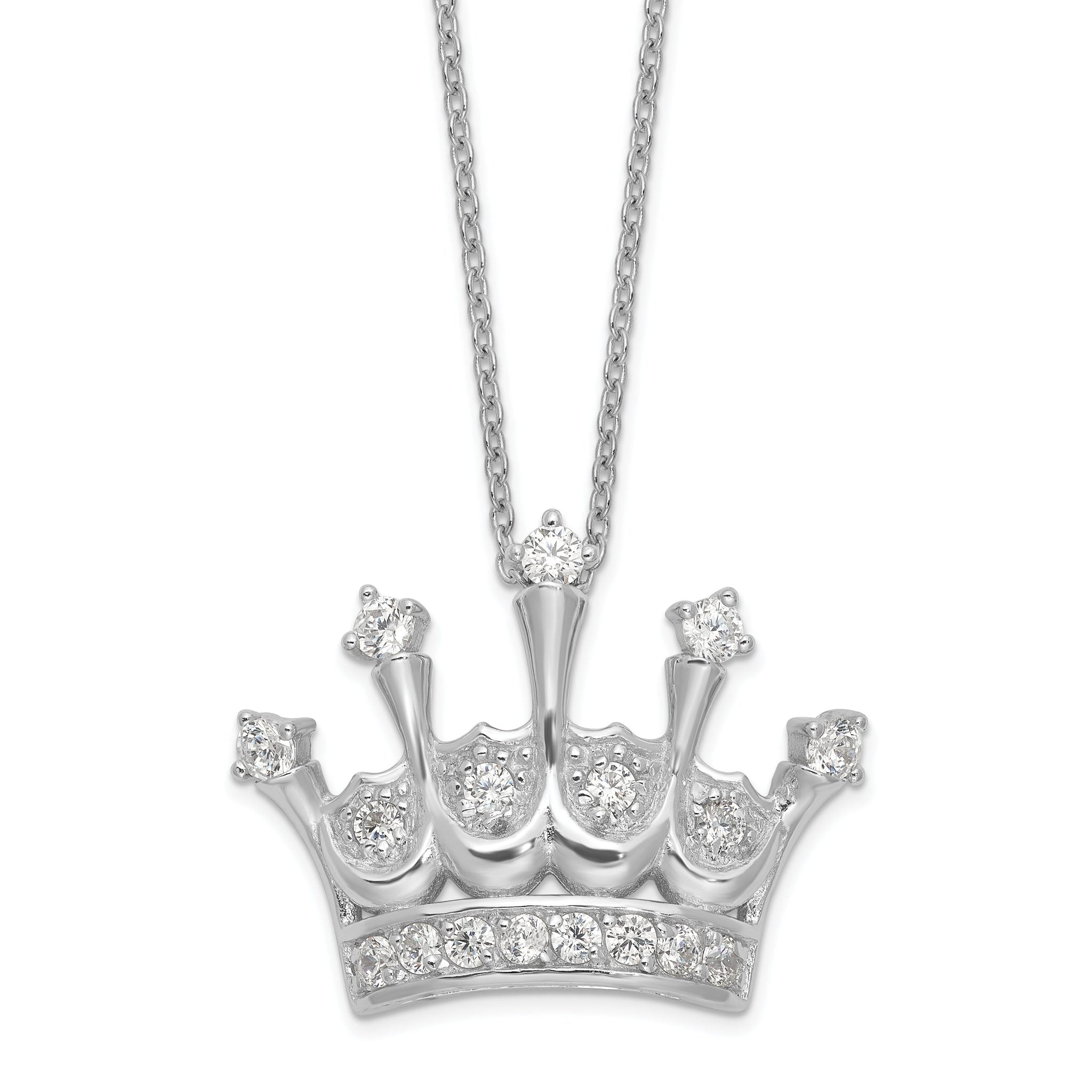 Cheryl M Sterling Silver Rhodium-plated Brilliant-cut CZ Crown 18 Inch Necklace Main image