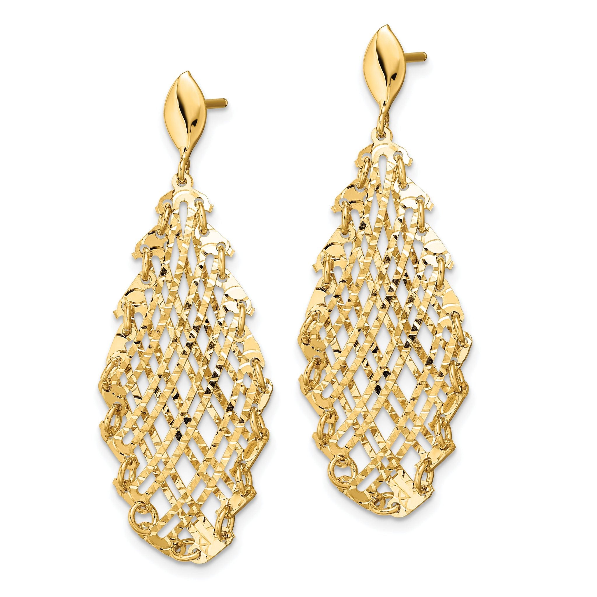 14k Polished D/C Post Dangle Earrings Secondary image