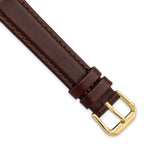 Dark Brown Leather Watch Band in 14mm with Gold-Tone Buckle