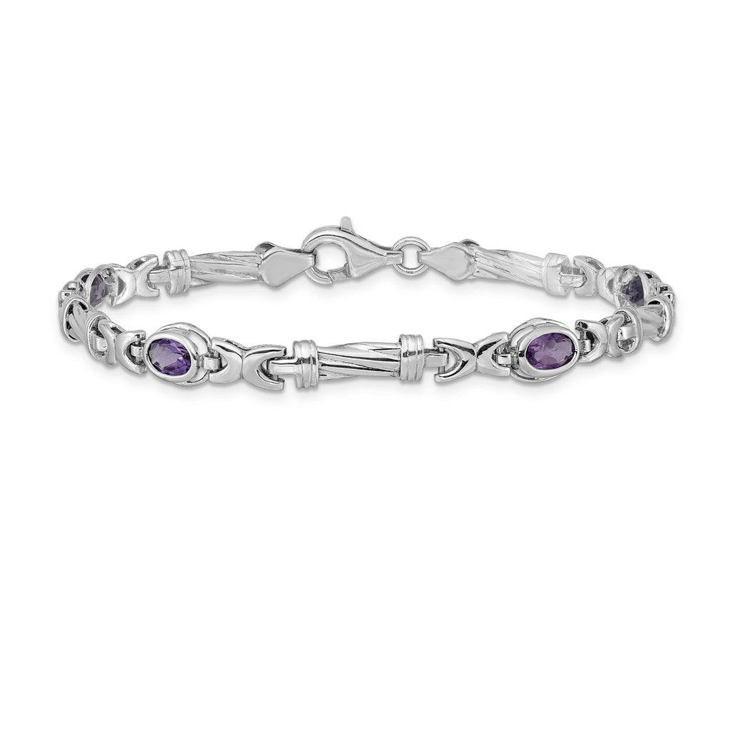 14k White Gold Amethyst Bracelet
