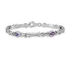 14k White Gold Amethyst Bracelet