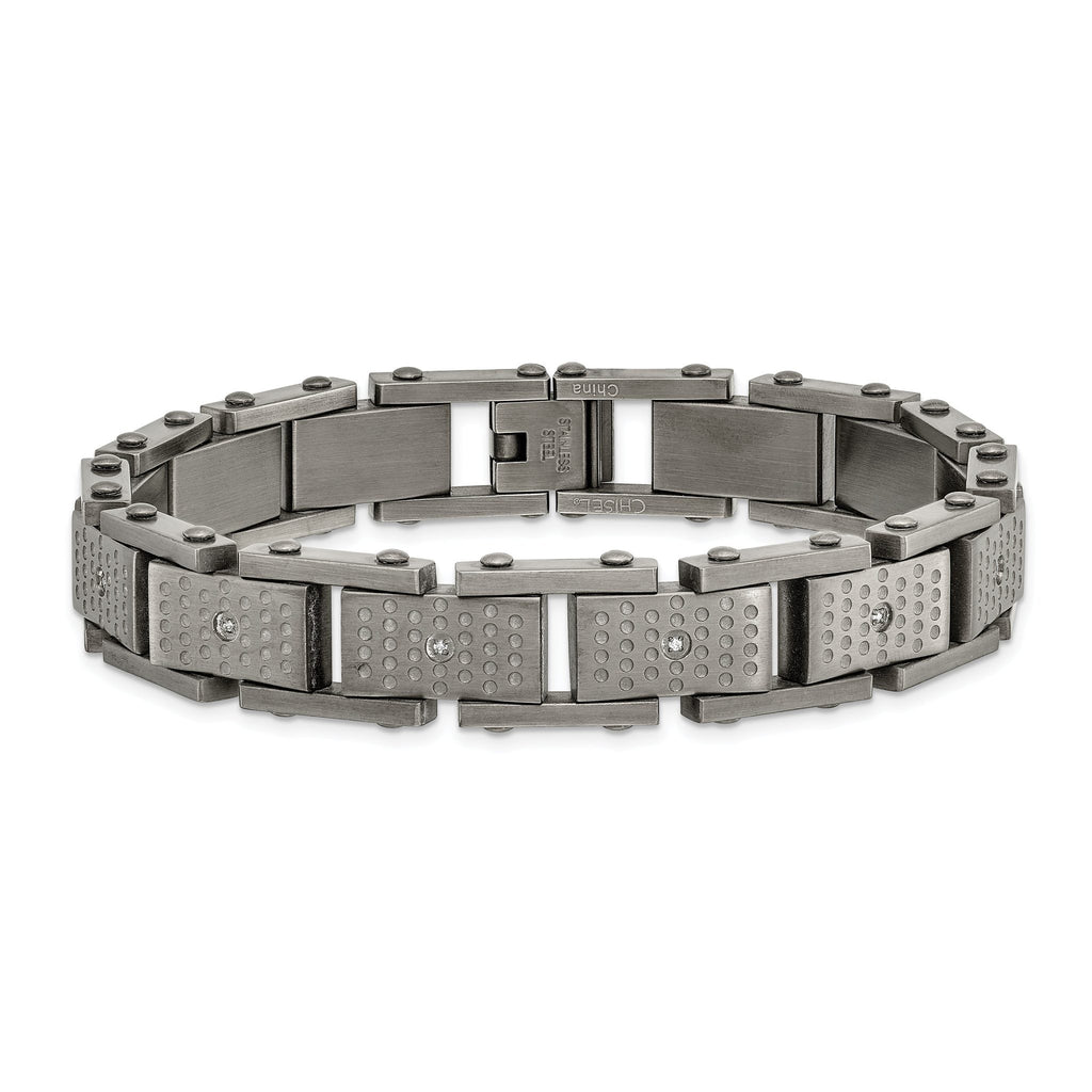 Stainless Steel Brushed with Cubic Zirconia Bracelet for Men