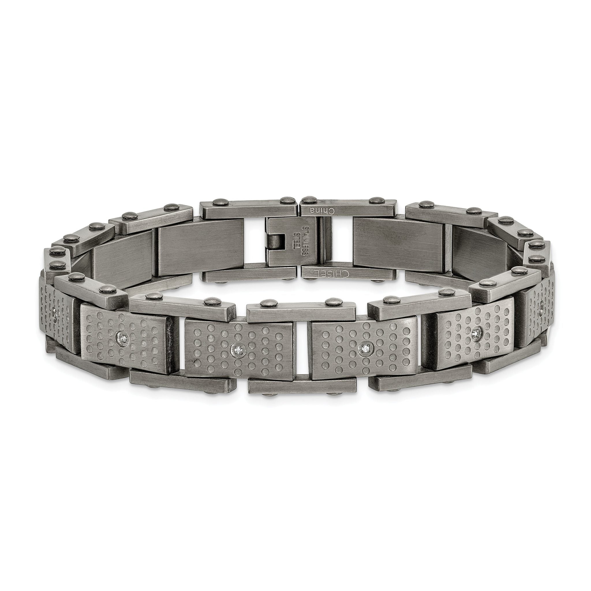 Stainless Steel Brushed with Cubic Zirconia Bracelet for Men