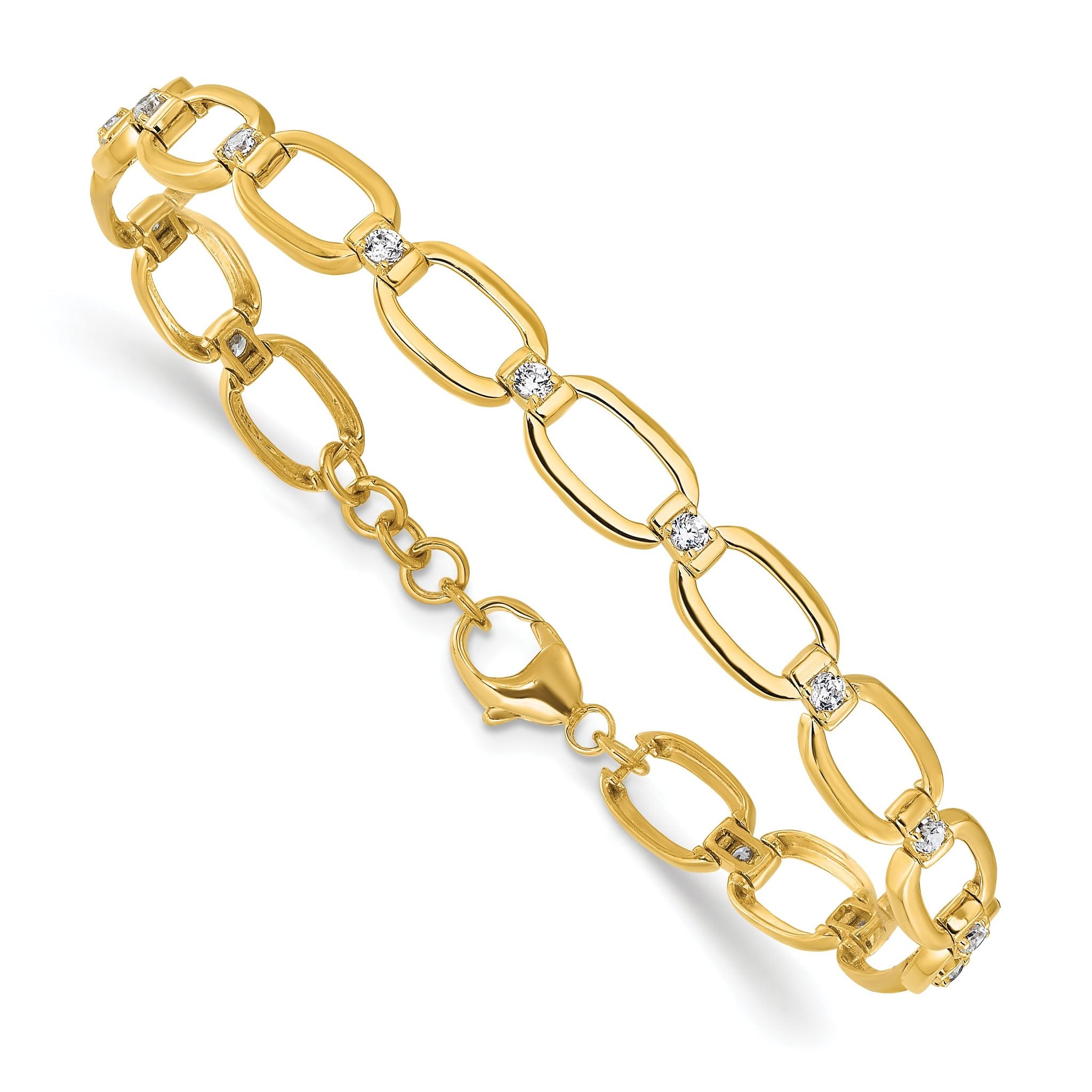 14k 1/2 carat Lab Grown Diamond VS/SI+ G+ Oval Link 6.75 inch with .25 inch extention Bracelet