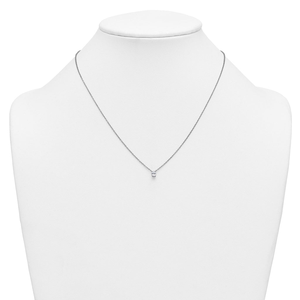 14k White Gold 1/4 carat Lab Grown Diamond VS+ F+ Oval Complete 18 inch Four Prong Pendant Necklace