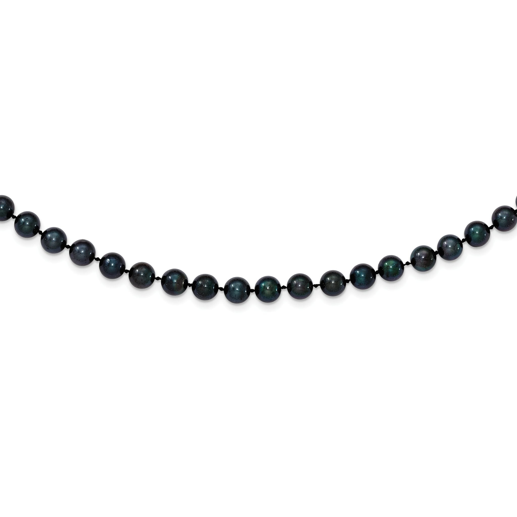 14k White Gold 6-7mm Black Round Akoya Saltwater Cultured Pearl 16 inch Necklace Main image