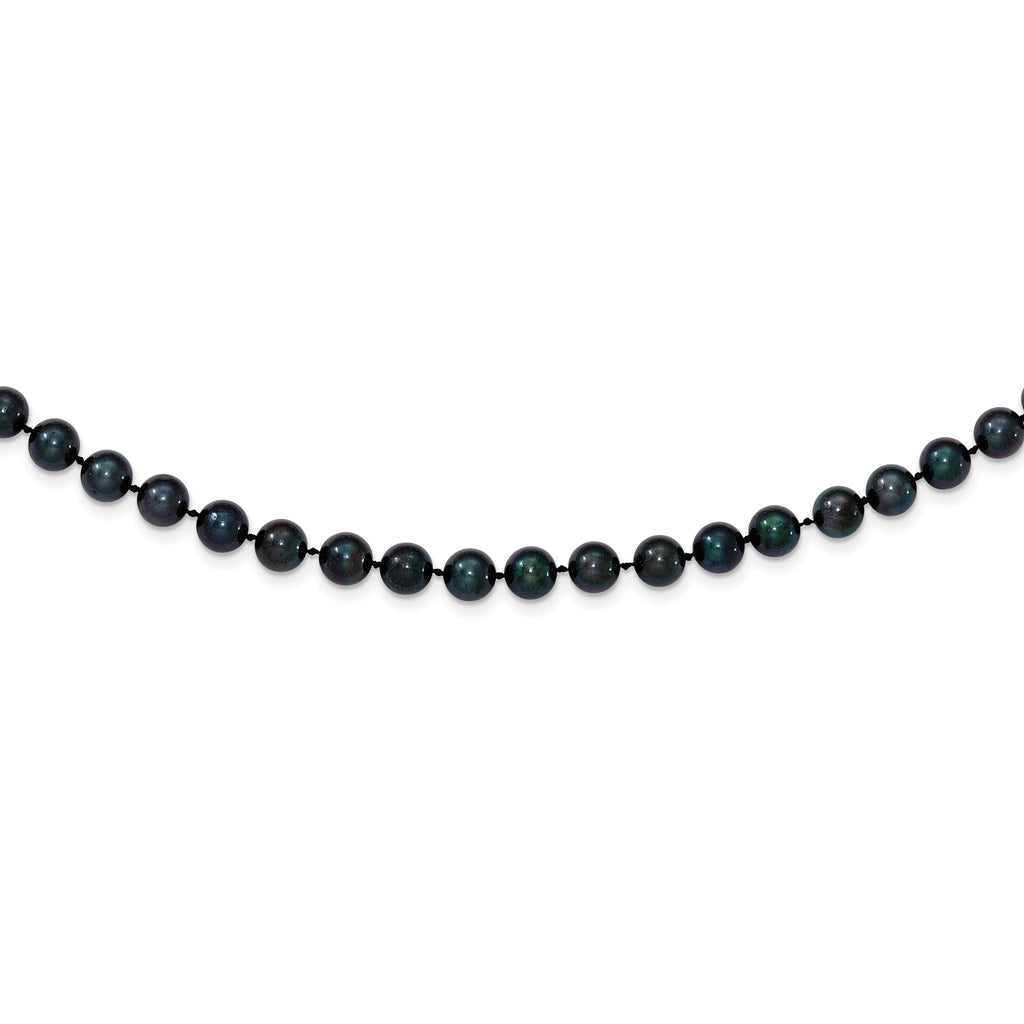 14k White Gold 6-7mm Black Round Akoya Saltwater Cultured Pearl 16 inch Necklace