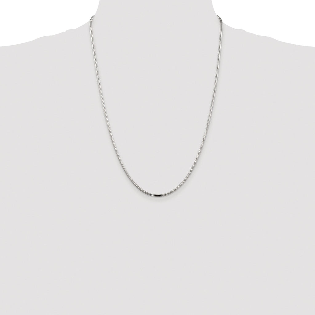 Polished Snake Chain Necklace in Sterling Silver, 2mm