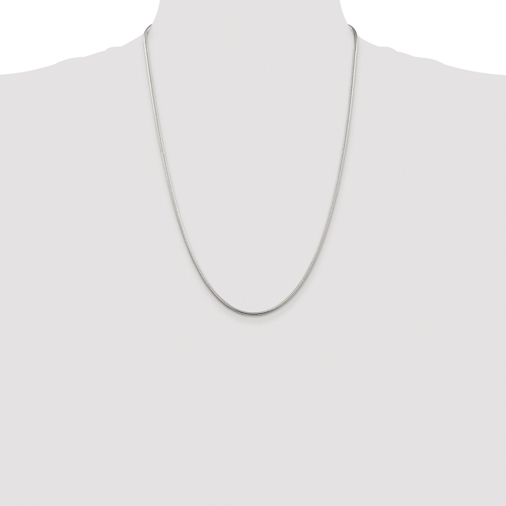 Polished Snake Chain Necklace in Sterling Silver, 2mm