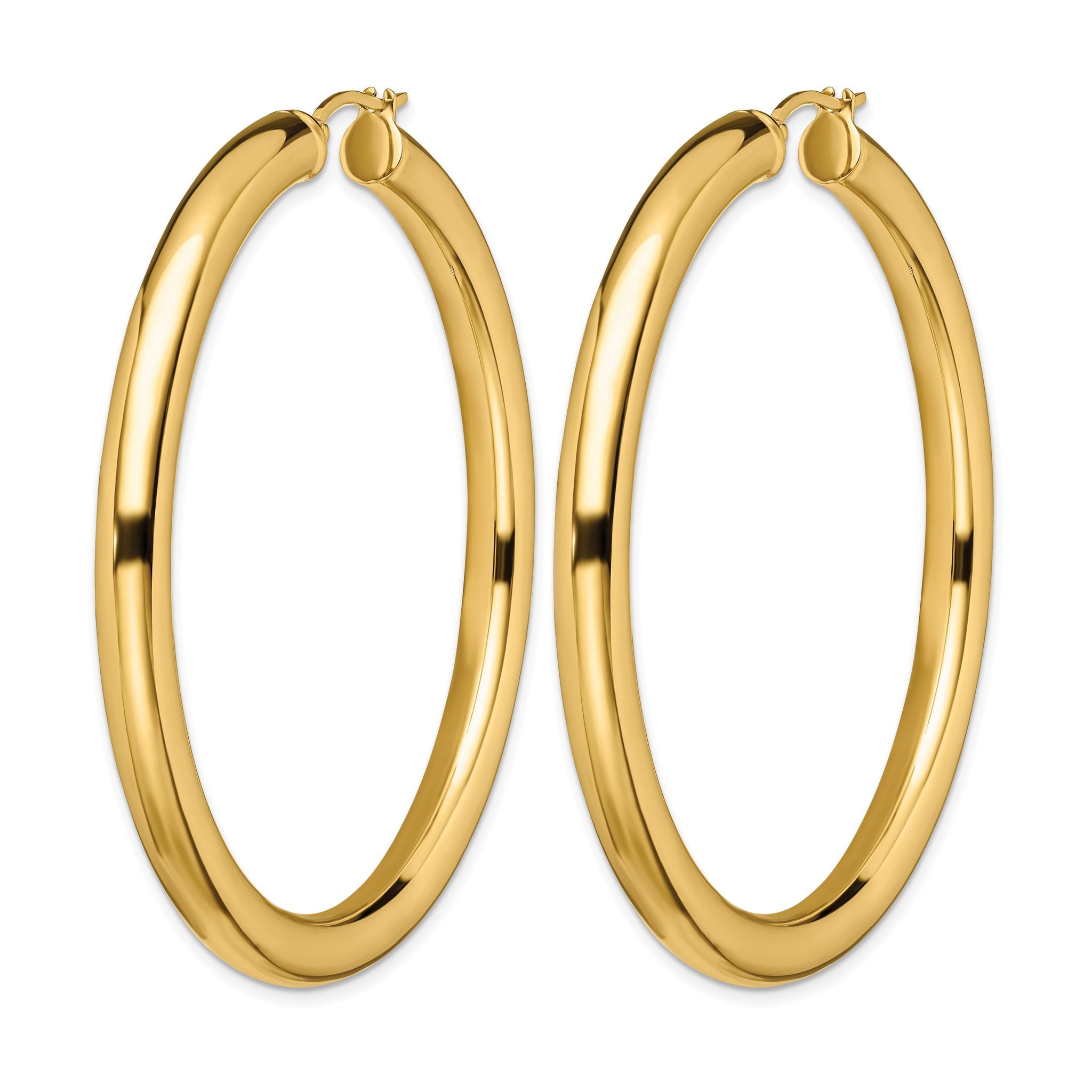 Stainless Steel Gold-Tone Polished Hoop Earrings for Women