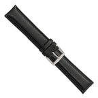 Black Leather Chronograph Watch Band, 24mm