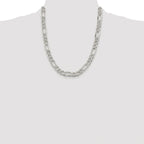 Sterling Silver Rhodium-plated 9.5mm PavÃ¢Â€Âš Flat Figaro Chain
