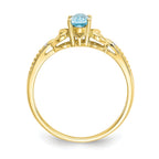 10K Light Swiss Blue Topaz and Diamond Ring