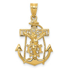 14K Gold Mariners Cross Pendant with Polished Finish  Timeless and Elegant