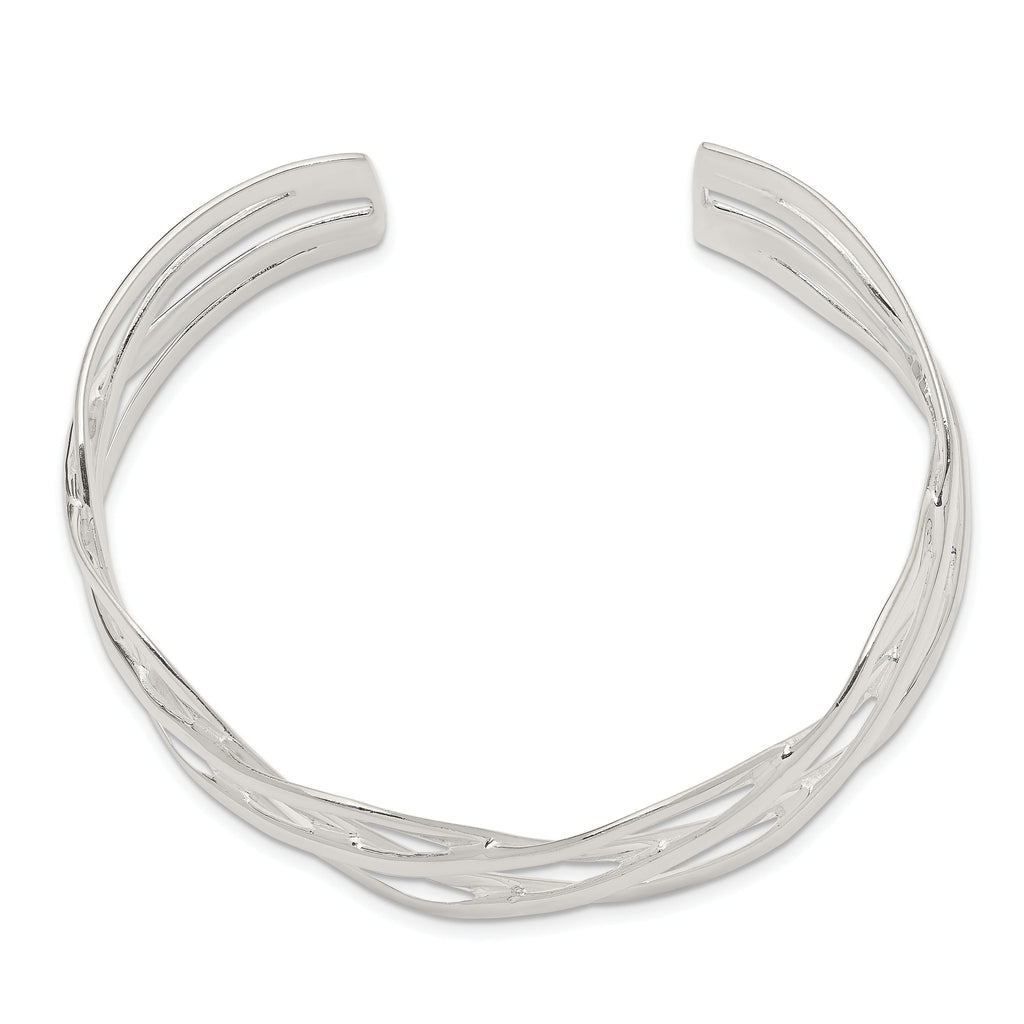 Sophia Jewelers Sterling Silver 925 Woven Cuff Bangle for Women