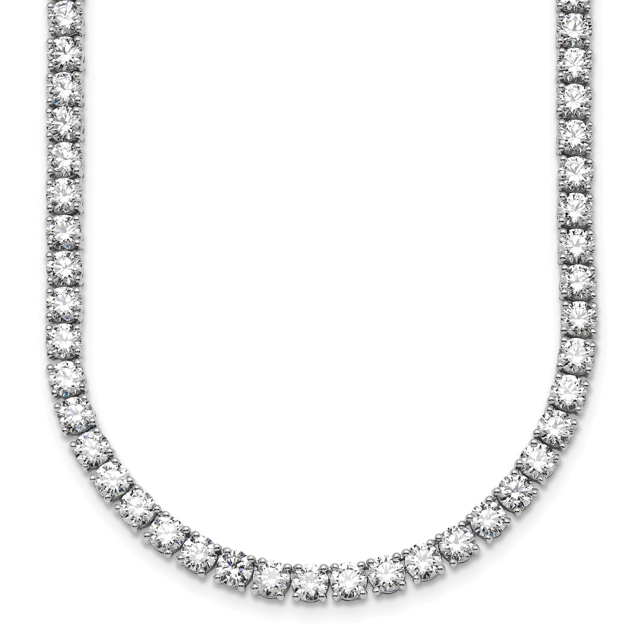 14k White Gold 36 carat Lab Grown Diamond VS+ F+ Complete Round 24 inch Straight Tennis Necklace
