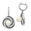 Sophia Jewelers 925 Silver Shell Pearl Earrings with CZ and Rhodium Finish
