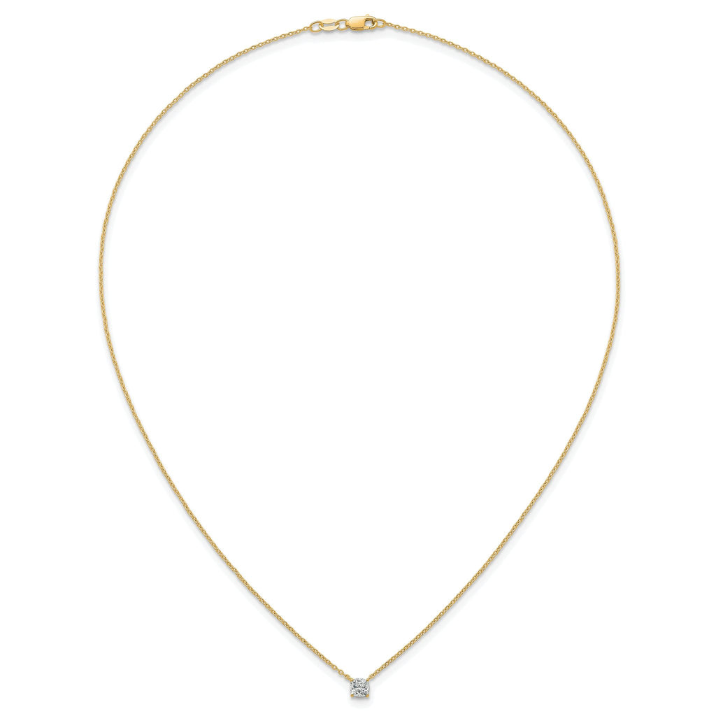 14k 1/2 carat Lab Grown Diamond VS/SI+ G+ Cushion Complete 18 inch Four Prong Pendant Necklace