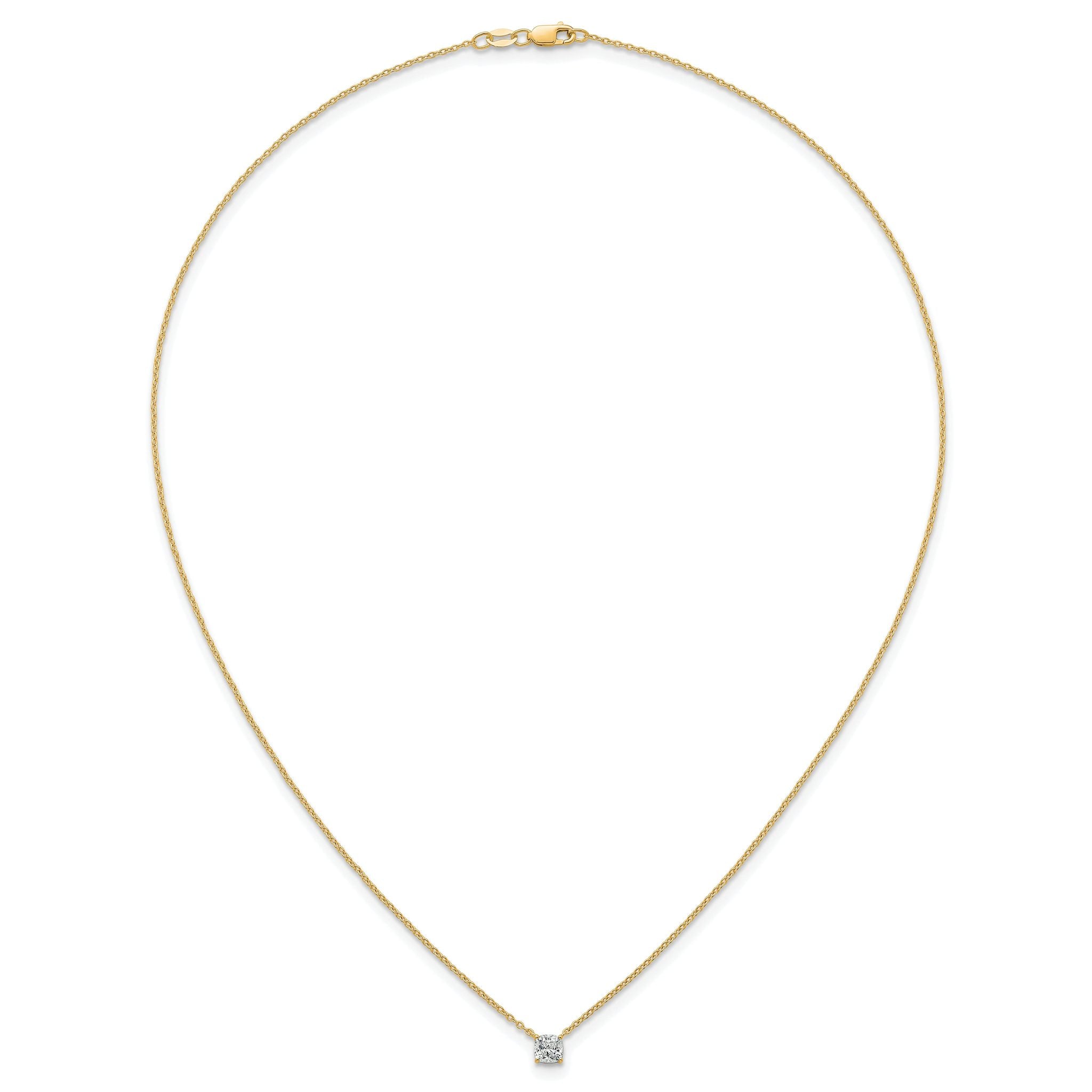 14k 1/2 carat Lab Grown Diamond VS/SI+ G+ Cushion Complete 18 inch Four Prong Pendant Necklace