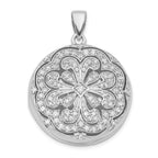 Flower Cubic Zirconia Locket Pendant in Sterling Silver, 22.5mm - Sophia Jewelers
