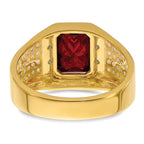 14k with White Rhodium 3/4 carat Lab Grown Diamond VS/SI+ G+ and Created Ruby Complete Men's Ring