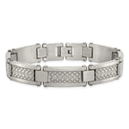 Stainless Steel Antiqued and Matte with 1/10 carat Diamond Bracelet for Men