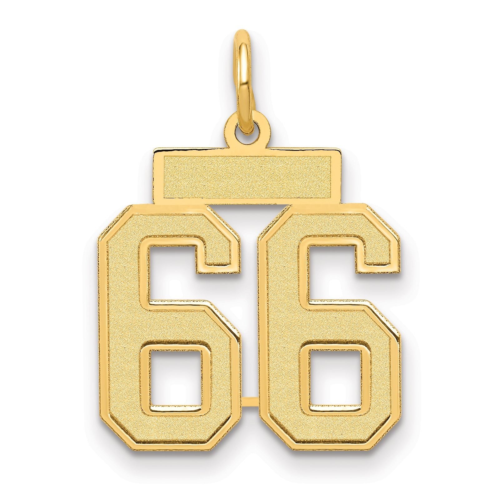 14K Gold Small Satin Number 66 Charm with Brushed Finish Main image