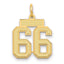 14K Gold Small Satin Number 66 Charm with Brushed Finish