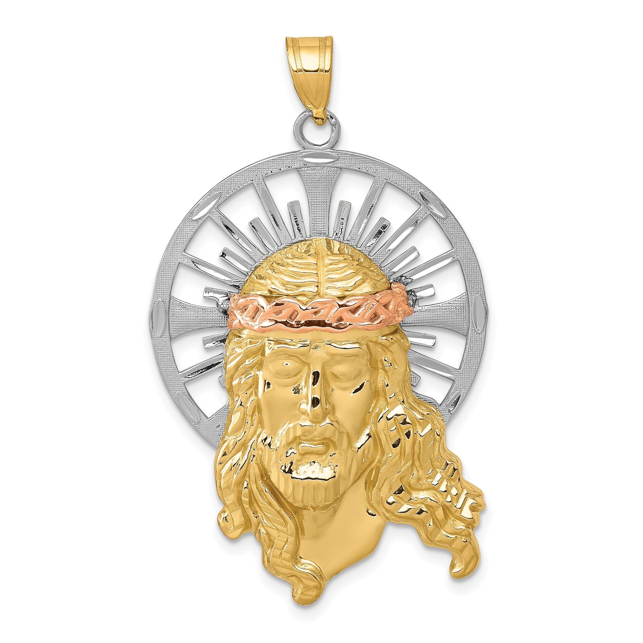 14K Tri-color Diamond-cut Christ Pendant Main image