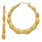Sophia Jewelers 14K Gold Polished Bamboo Hoop Earrings for Women