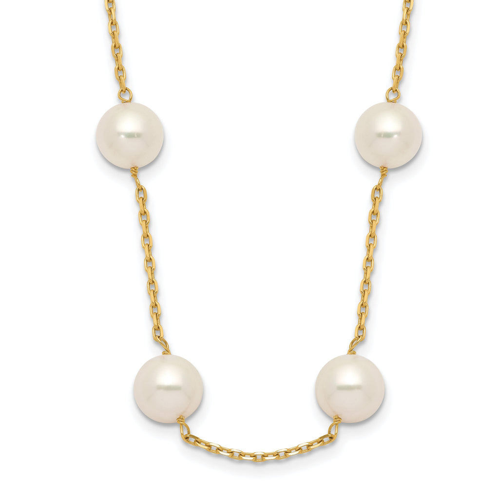 14K Gold Freshwater Pearl Necklace with Elegant 14-Station Design