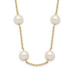 14K Gold Freshwater Pearl Necklace with Elegant 14-Station Design