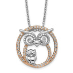 Cheryl 925 Sterling Silver Two-Tone CZ Owl Necklace Elegant Gift-Ready Design