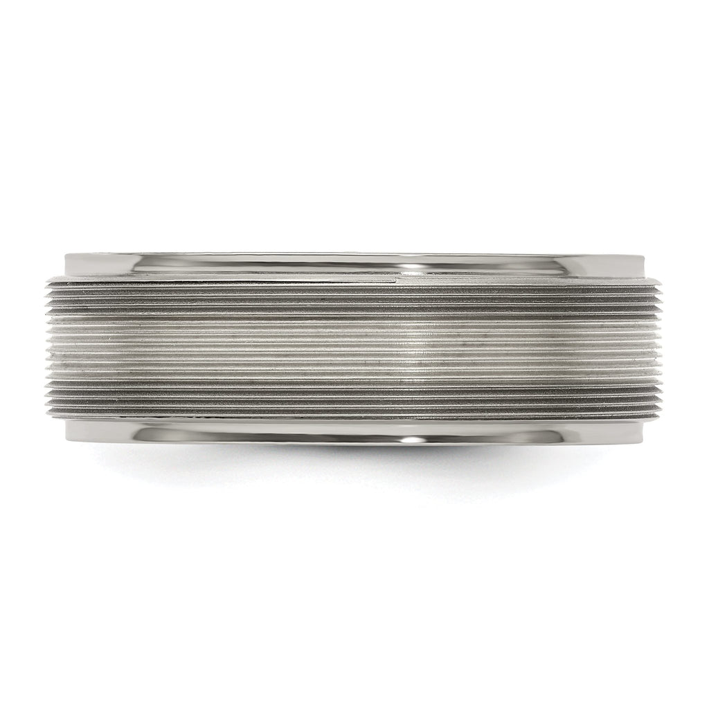 Edward Mirell Two-Tone Titanium Wedding Band with Sterling Silver Inlay