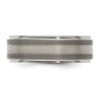 Edward Mirell Two-Tone Titanium Wedding Band with Sterling Silver Inlay