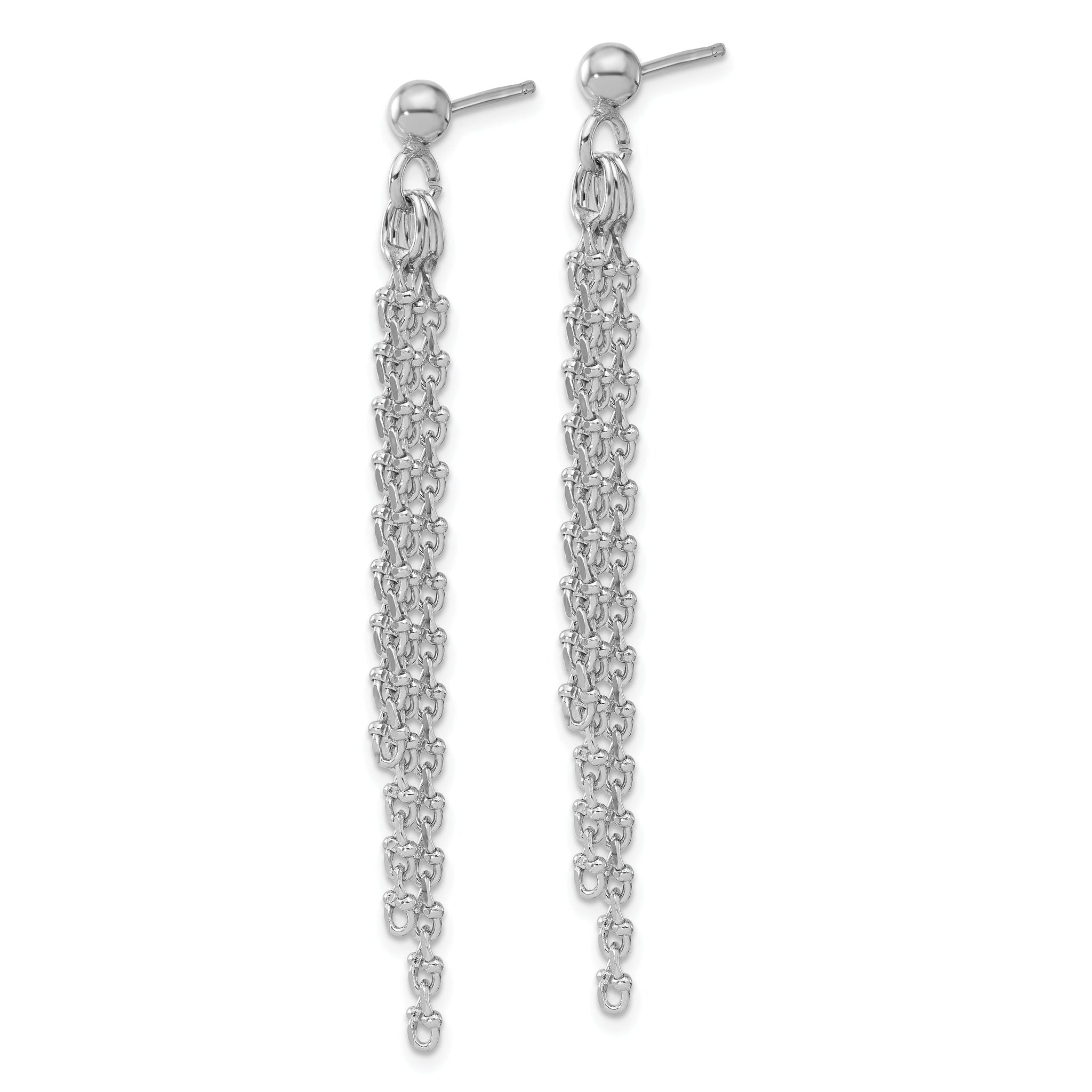 Sterling Silver Rh-plated Polished 3-Strand Post Dangle Earrings Secondary image