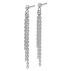 Sterling Silver Rh-plated Polished 3-Strand Post Dangle Earrings