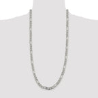 Sterling Silver Rhodium-plated 7.25mm PavÃ¢Â€Âš Flat Figaro Chain