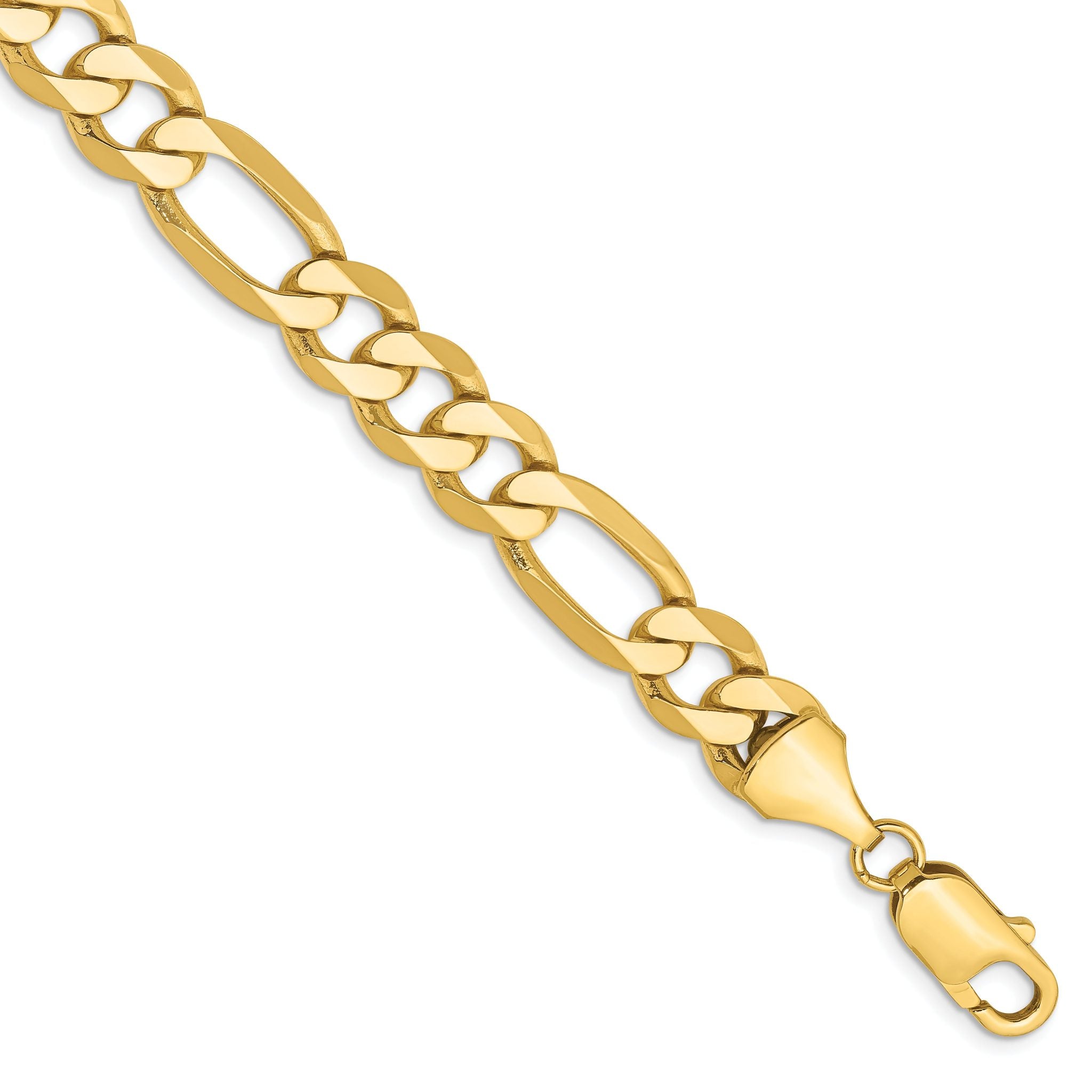14K 8 inch 8.75mm Flat Figaro with Lobster Clasp Bracelet Main image