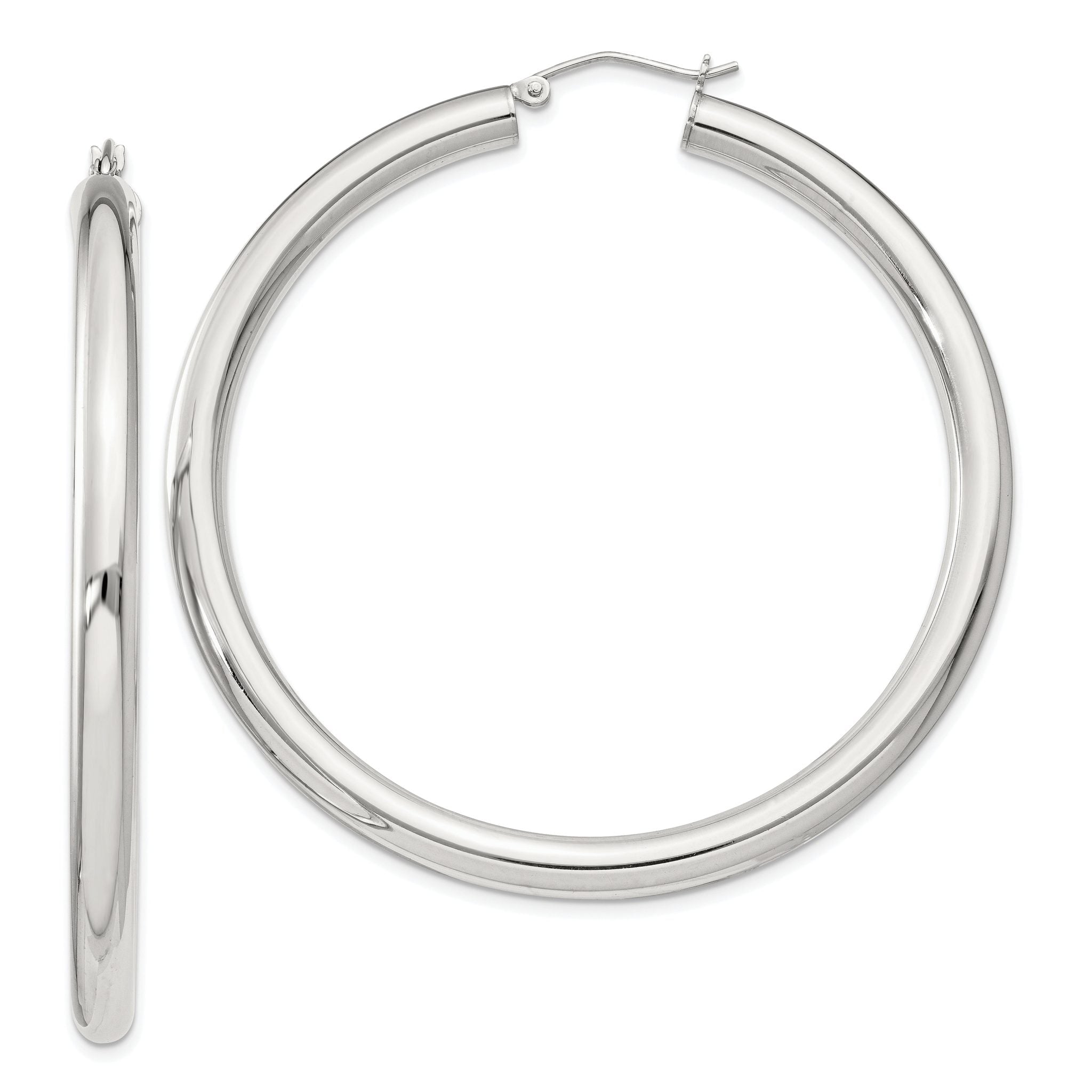 Sterling Silver 4mm Round Hoop Earrings Main image