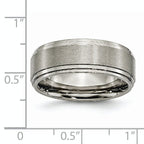 Ridged Edge Wedding Band in Titanium, 8mm