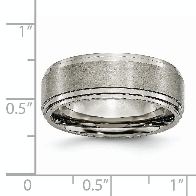 Ridged Edge Wedding Band in Titanium, 8mm