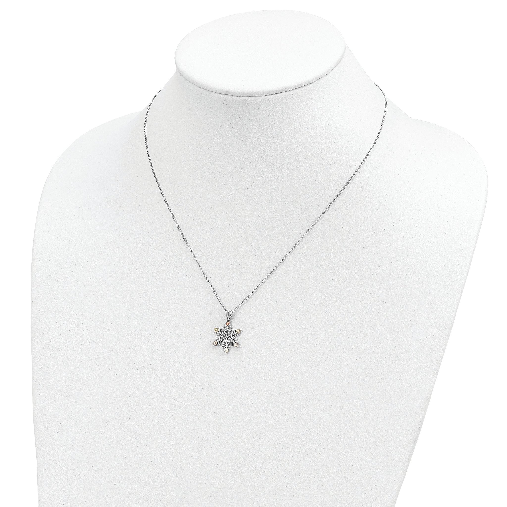 Landstrom's Sterling Silver Necklace with 12K Rose and Green Gold Snowflake Pendant